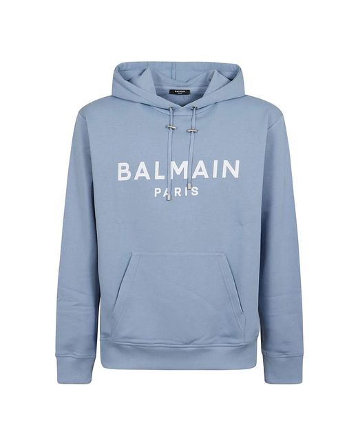 Balmain Bedruckter hoodie in hellblau und weiß in Blue für Herren