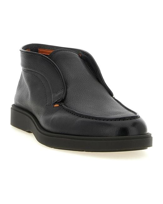 Santoni Black Ankle Boots for men