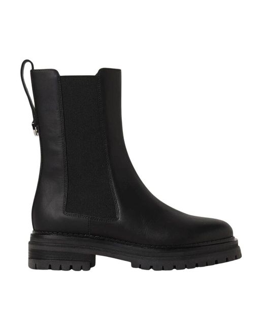 Sergio Rossi Black Schwarze Leder Stiefeletten