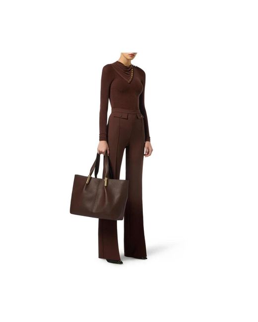Elisabetta Franchi Brown Wide Trousers