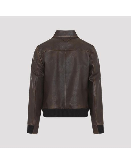 Prada Leren Jas in het Gray voor heren