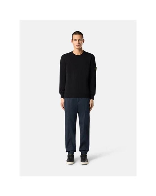 Stone Island Black Round-Neck Knitwear for men
