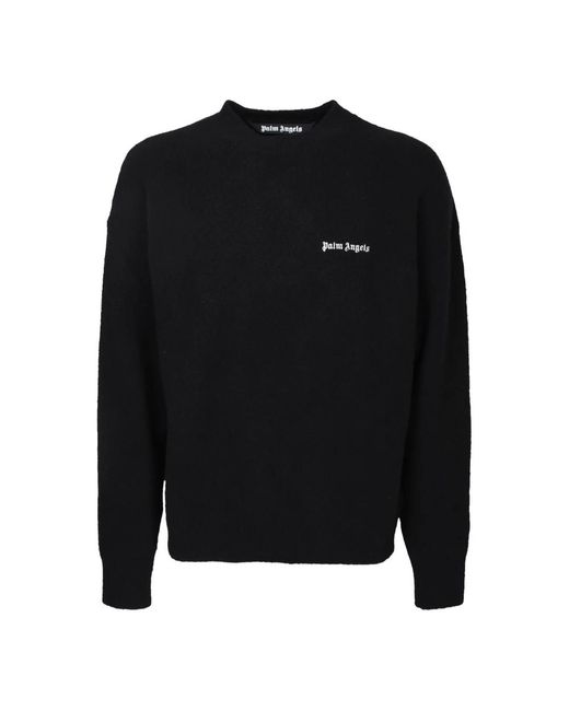 Palm Angels Black Round-Neck Knitwear for men