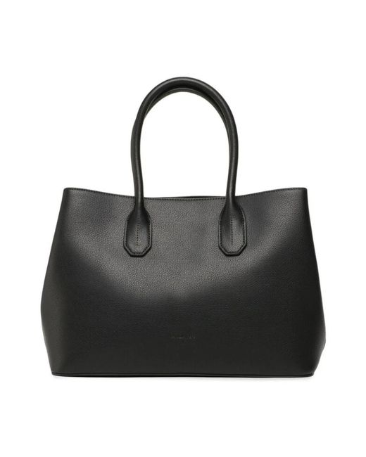 Patrizia Pepe Black Schwarze Lederhandtasche Mit Verstellbarem Riemen