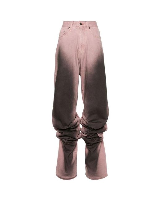 Y. Project Pink Schwarze rosa ombre denim wide leg jeans