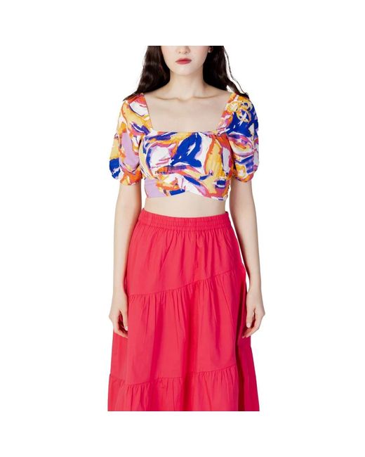 ONLY Overhemden ,Veelkleurig ,Leer Onlnova Life S/S Georgia Aop Ptm T-Shirt in het Pink