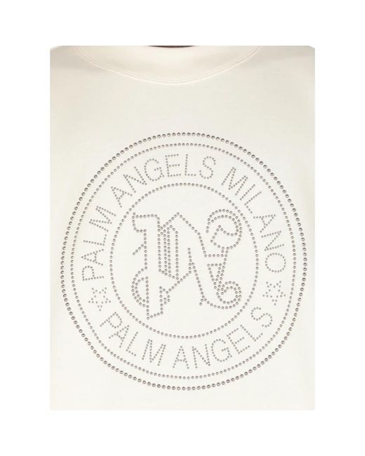 Palm Angels Sweatshirt mit nieten und rundhalsausschnitt in White für Herren