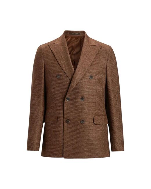Oscar Jacobson Brauner hopsack-blazer regular fit in Brown für Herren