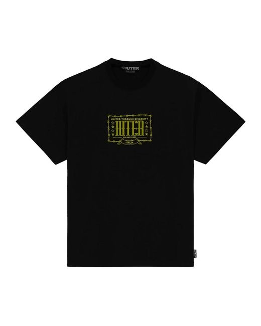 Barbwire tee nero logo print di Iuter in Black da Uomo