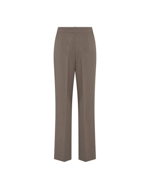 Bruuns Bazaar Broeken ,Bruin ,Polyester Klassieke Pantalon Met Wijde Pijpen in het Gray