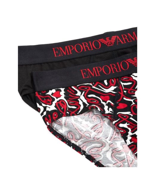 Emporio Armani Abstrakte 2Er Pack Briefs in Red für Herren