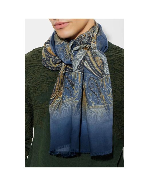 Etro Wool Scarf in het Blue voor heren