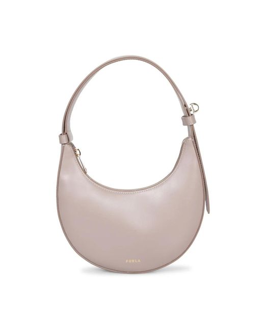 Furla Gray Elegante Schultertasche Mit Reißverschluss