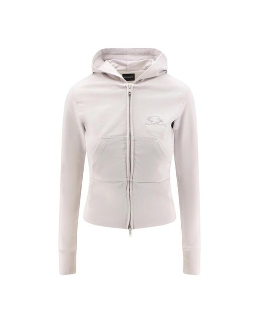Balenciaga Hoodies & Sweatvesten ,Wit ,Katoen Logo Geborduurde Rits Hoodies in het White