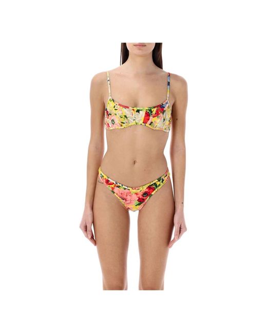 Zimmermann Multicolor Gelbes blumiges alight corset bikini bademode