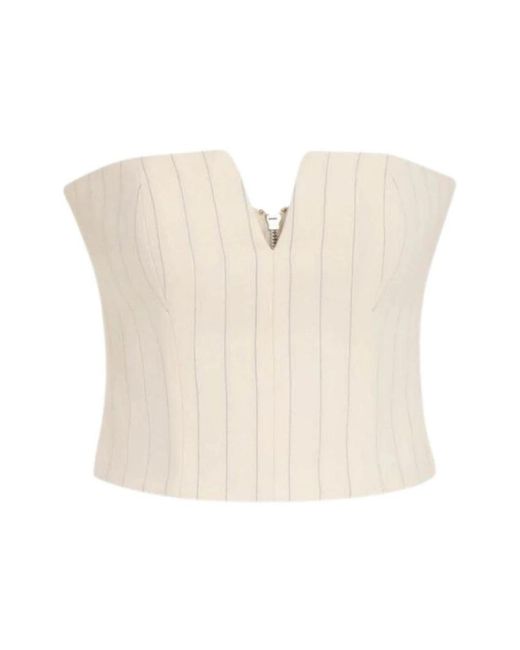 Zimmermann Tops ,Wit ,Wol Gestreept Wollen Bustiertop in het Natural