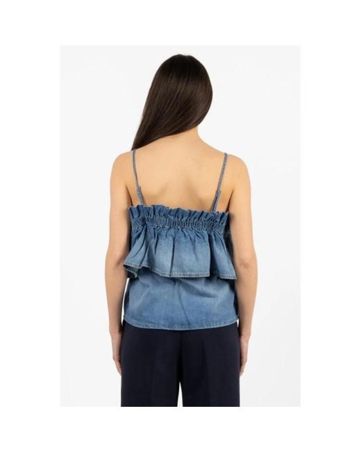 Pinko Blue Sleeveless Tops