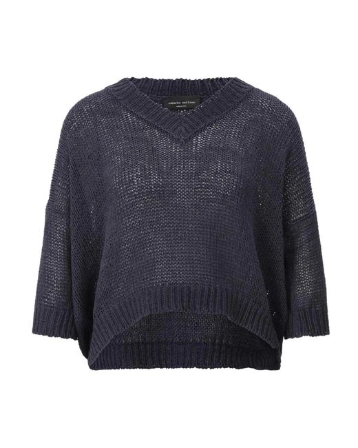 V-Neck Knitwear di Roberto Collina in Blue