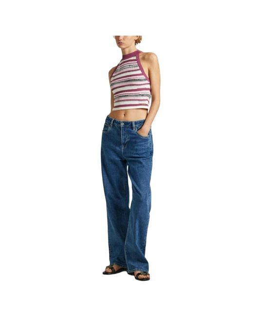 Pepe Jeans Blue Sleeveless Tops