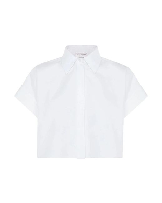 Alexander McQueen Kurze Kastenförmige Bluse in Weiß | Lyst DE