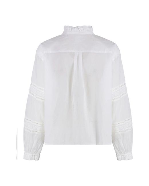 Isabel Marant White Gerüschte baumwollbluse elastische bündchen isabel marant étoile