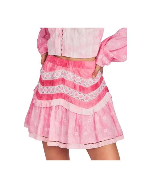 LoveShackFancy Rokken ,Roze ,Katoen Ruffle Mini Rok Felice in het Pink