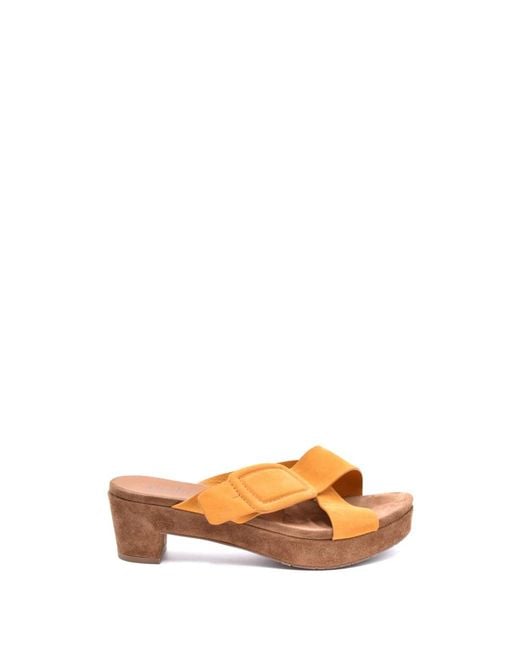 Pedro Garcia Orange Heeled Mules