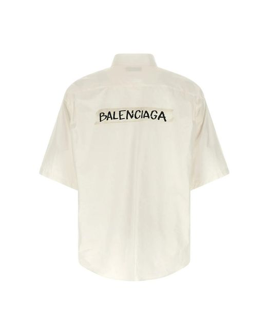 Balenciaga White Short Sleeve Shirts for men