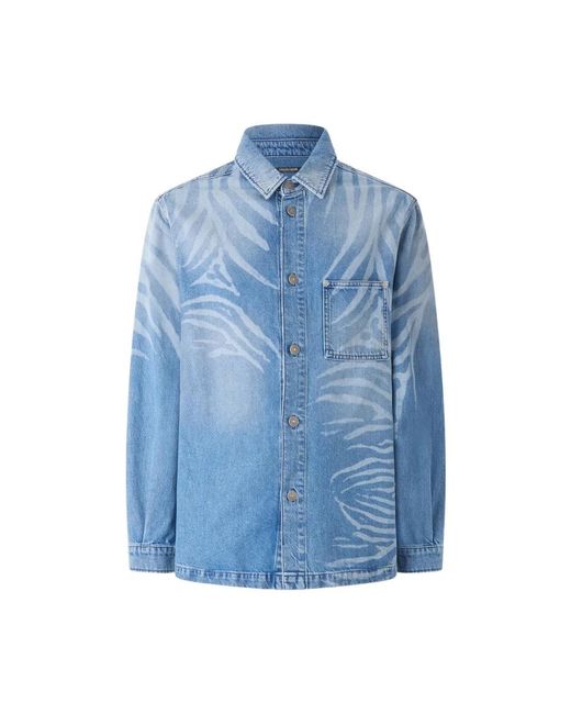 Roberto Cavalli Blue Denim Shirts for men