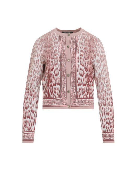 Roberto Cavalli Pink Jaguar Print Cardigan