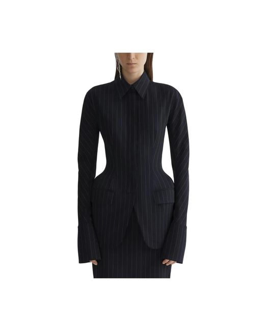 Mugler Jassen ,Zwart ,Nauwsluitende Jas Met Streep in het Black