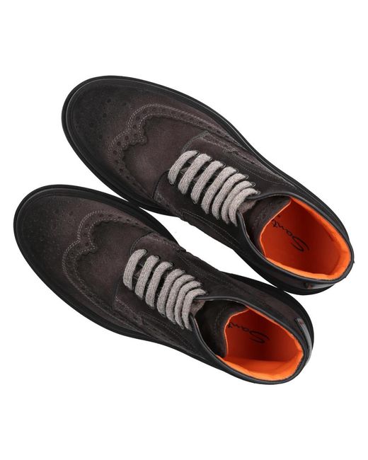 Santoni Black Lace-Up Boots for men