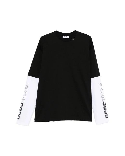 Gcds Black Long Sleeve T-Shirts for men