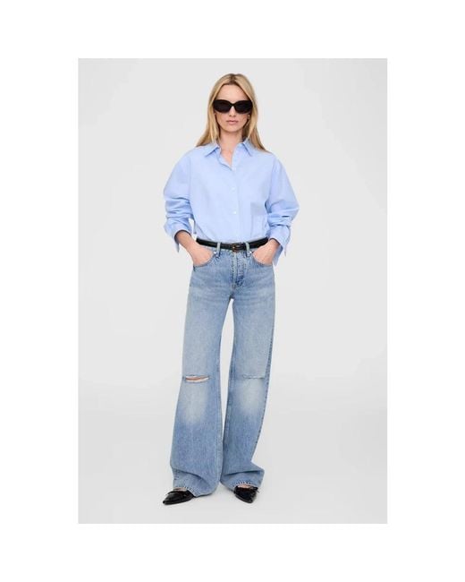 Anine Bing Klassiek Getailleerd Shirt in het Blue