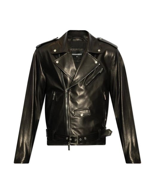 Leather Jackets di DSquared² in Black da Uomo