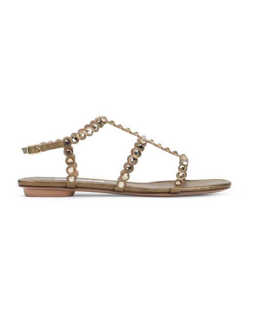Aquazzura Metallic Flat Sandals