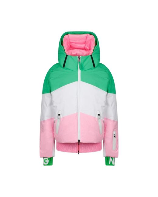 Bogner Jassen ,Veelkleurig ,Kleur Blok Ski Donsjas in het Green