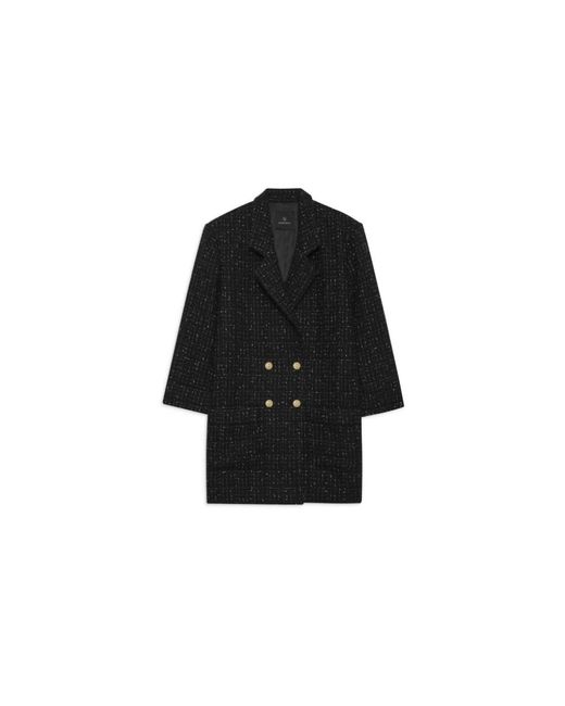 Anine Bing Black Vintage tweed kleid katharine schwarz/weiß