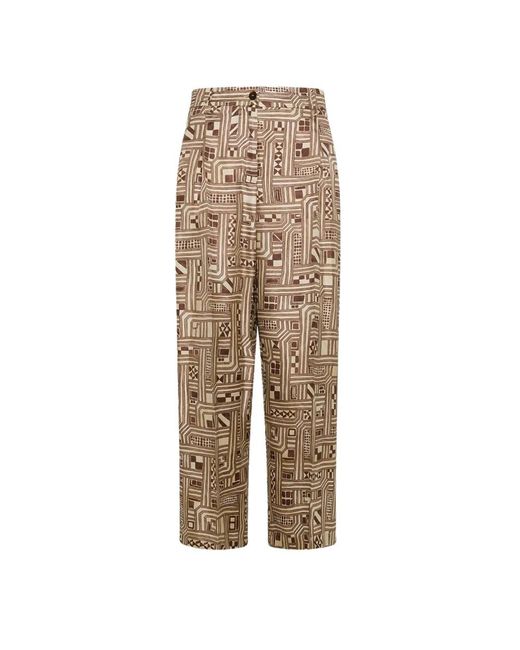 Pantalones anchos de sarga de seda estampada Momoní de color Natural