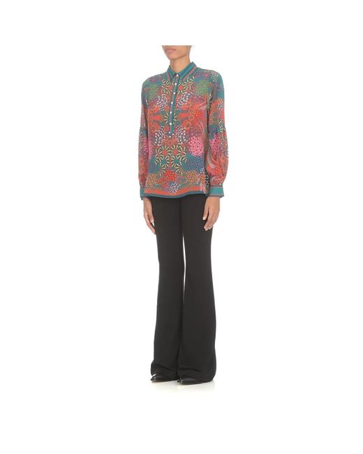 Hale Bob Overhemden ,Veelkleurig ,Bloemen Zijden Shirt Met Juwelen Knopen in het Multicolor