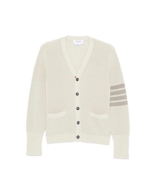 Thom Browne Garment Dyed 4-Bar Cardigan in het White voor heren