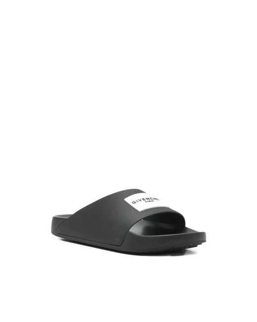 Givenchy Label Slide Flat Mules in Black für Herren