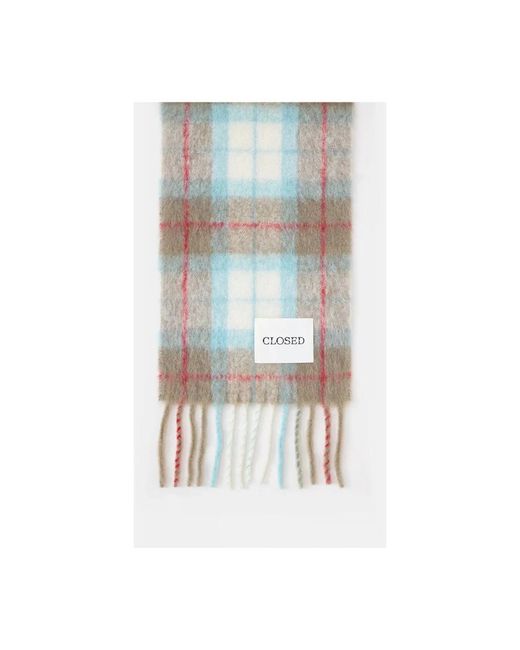 Closed Checked Alpaca Scarf in het White