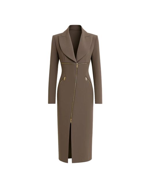 Babylon Brown Graues Elegantes Strukturiertes Kleid