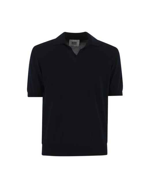 Alpha Studio Blau v-ausschnitt polo shirt in Black für Herren