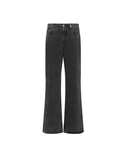 McQueen Gray Cotton Flared Leg Jeans for men