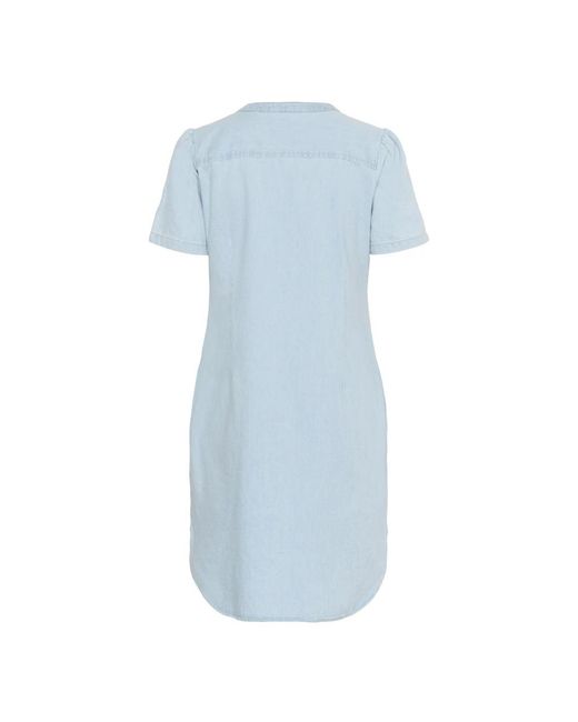 Part Two Kleedjes ,Blauw ,Denim Witblauwe Denim Jurk Met V-Hals in het Blue