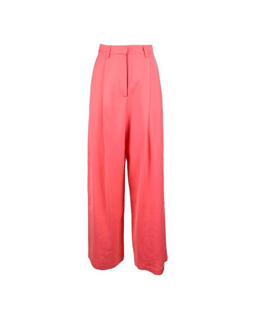Pantalones Elegantes De Viscosa Y Algodón, Mujer, Talla Alysi de color Red