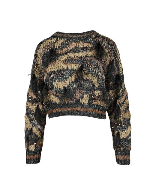 Round-Neck Knitwear di Brunello Cucinelli in Black