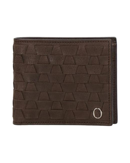 Orciani Accessoires ,Bruin ,Leer Bruine Leren Portemonnee Met Geweven Motief in het Brown voor heren